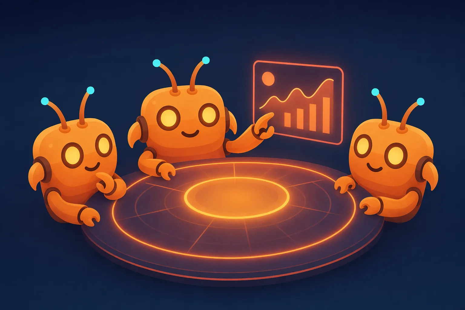 A team of ClawBot mascots working together