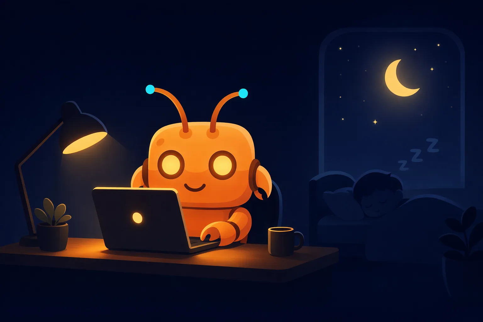 ClawBot 吉祥物在你睡觉时继续执行任务