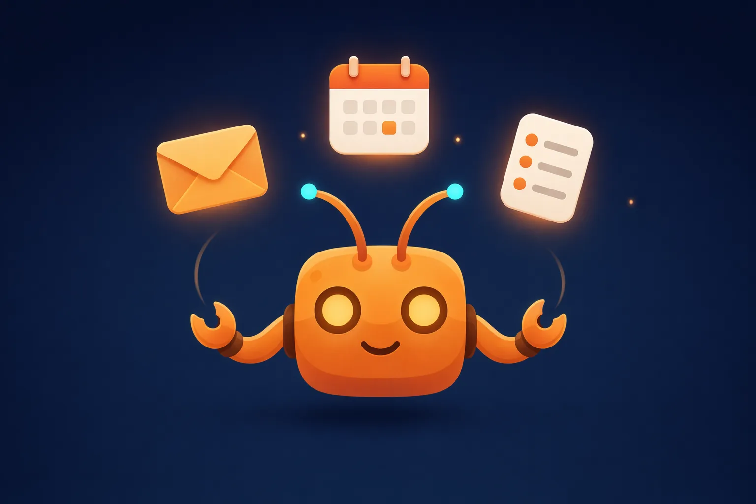 ClawBot 吉祥物处理邮件、日历与日常任务